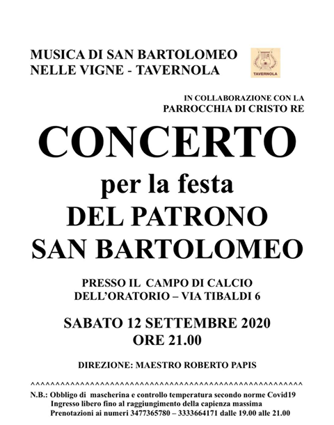 Concerto  per la festa del Patrono San Bartolomeo - Musica di San Bartolomeo nelle Vigne - Tavernola